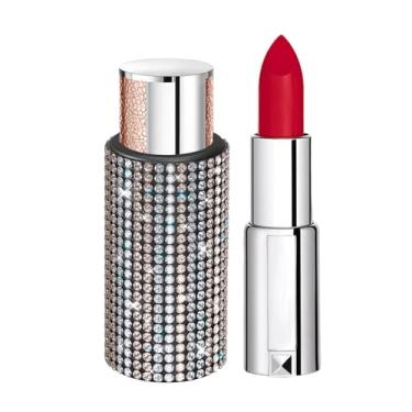 Imagem de Lyxheth Suporte de batom vertical para carro, suporte de brilho labial para carro, com strass cintilante, isolante para interior automotivo, acessórios automotivos, suporte de batom de carro brilhante