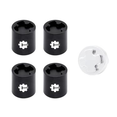 Imagem de TCRC 4PCS Aluminum M4 Nut Wheel Rim Center Cap Manual Locking Hubs for 1/10 RC Traxxas TRX4 Axial SCX10 D90 Tamiya MST Redcat,Black