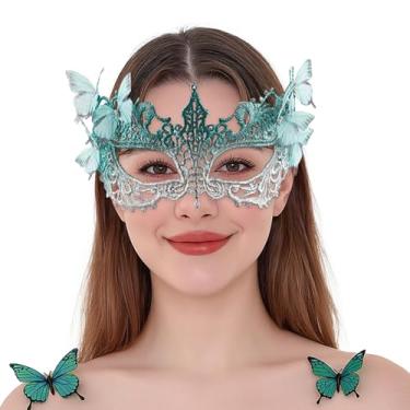 Imagem de Halloween Lace Green Masquerade Masks for Women - 1920s Butterfly Antique Mask for Girls Carnival Party Mardi Gras Evening Prom