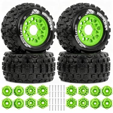 Imagem de 1/10 Scale RC Truck Tires 2.8inch Tire and Wheels with 12mm/14mm Hexes fit Stampede Arrma Big Rock Granite VORTEKS 3S Traxxas Slash, Stampede Rustler, Hoss (Green)