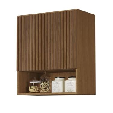 Imagem de Armario Aéreo Organizador Multiuso Quarto Sala Bela 2 Portas (Freijo Ripado 3D)