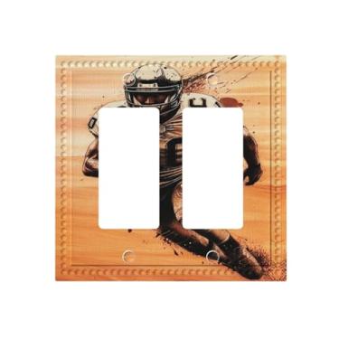 Imagem de HLCoChT Capa decorativa para interruptor de luz para jogador de rúgbi Sprint 2 Gang Dual Rocker Outlet Switch Plate Faceplate GFCI
