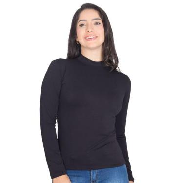 Imagem de Blusinha Feminina Térmica com Golinha mais Alta Blusa Flanelada de Inv