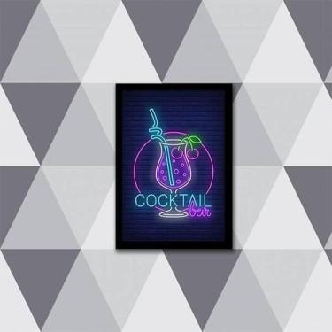 Imagem de Quadro Copo Cocktail Bar Simulando Neon 24X18Cm 001 - Quadros On-Line