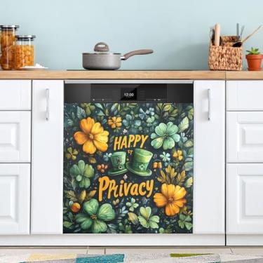 Imagem de ATTX Capa magnética para lava-louças de trevos do Dia de São Patrício, 58,4 cm C x 66 cm A, decoração da capa da máquina de lavar louça, decalques para armários domésticos e eletrodomésticos adesivos