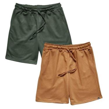 Imagem de Kit 2 Bermuda Masculina Moletom WSS Basic Mostarda e Verde - WSS Brasi
