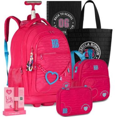 Imagem de Kit Mochila RB Rebecca Bonbon Rodinha Carrinho Lancheira Estojo Juveni