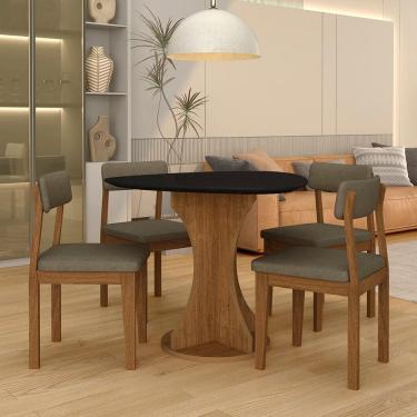 Imagem de Mesa Tampo Orgânico Beijing + 4 Cad. Estofadas Fre/pto/s.capucci - M.a