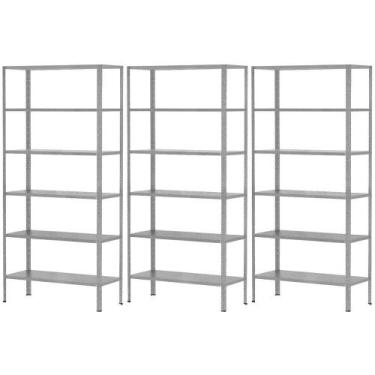 Imagem de 3 Estante Armário De Aço 90cm Para Almoxarifado Livros Sala 6 Bandejas