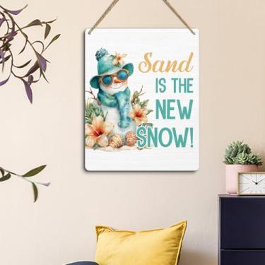 Imagem de Decoração de inverno para parede de casa casa fazenda boneco de neve decorações de inverno areia é a nova placa de neve decoração de Natal para interior e exterior 18 x 23 centímetros