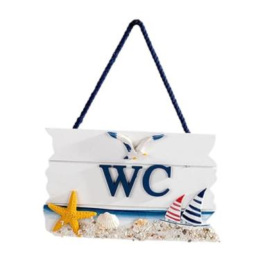 Imagem de Ｂｅｓｇａ Placa de sinalização WC para banheiro, placa de parede decorativa para porta, ideal para lojas, vestiários e restaurantes, Estrela Do Mar