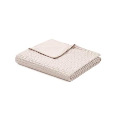 Imagem de YnM Capa de edredom de tecido waffle de algodão para cobertores pesados com 16 cordas (aveia, 203 x 203 cm)