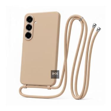 Imagem de Capa Case Capinha Para Samsung Galaxy A36 Silicone Com Cordão Alça De Pescoço Ajustável Veludo Premium (ROSA AREIA)