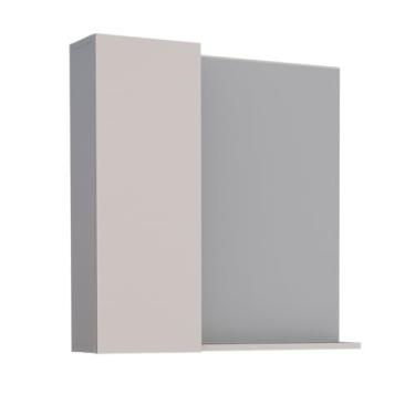 Imagem de Espelho para banheiro com armarinho 1 porta em madeira nude - Cozimax