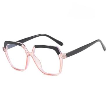 Imagem de Armação de óculos de plástico grande para mulheres, armação de óculos de duas cores da moda (6)