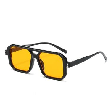 Imagem de Óculos de Sol Punk Masculino com Ponte Dupla, Lentes Degradê Transparentes e Proteção UV400, Ideais para Esportes ao Ar Livre, Corrida e Ciclismo, nas Cores Preto e Laranja.