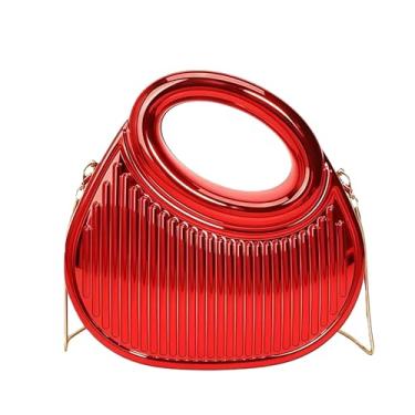 Imagem de CTTOVIS Bolsa de mão feminina de acrílico para noite, pequena e fofa, bolsa tiracolo moderna para festa e coquetéis, Vermelho