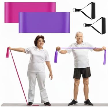 Imagem de Relaxgiant 2 peças de pulseira de resistência com alças, equipamento de exercício de cadeira para idosos, fisioterapia, presentes para mulheres idosas, reabilitação, física, avó, vovô (rosa vermelha
