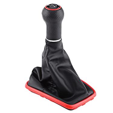 Imagem de Zerodis Kit de Bota de Manopla de Botão de Engrenagem Com Tampa Preta de Borda Vermelha Acessório Decorativo Interior Automotivo Universal para MK4 1999 2004 Polaina de Botão de Engrenagem 5