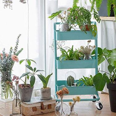 Imagem de LMJYU Carrinho de armazenamento de metal, carrinho dobrável utilitário, rack organizador de prateleiras de malha de 3 camadas com rodízios, carrinho de servir branco para cozinha, banheiro, escritório