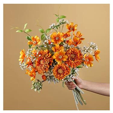 Imagem de LMJYU Flores falsas flores artificiais flores artificiais para decoração, flores de seda artificiais, buquês de flores falsas, arranjos para festa de casamento, decoração de casa, decoração de festa
