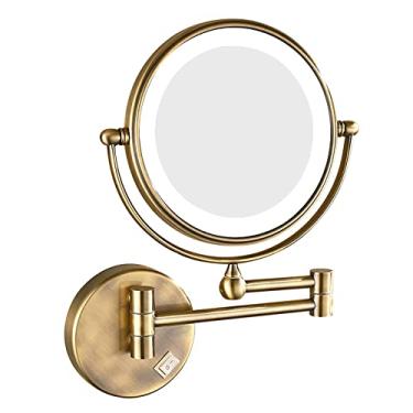 Imagem de Espelho de parede, vidros duplos, espelho de expansão 7X, espelho de maquiagem montado na parede, espelho dobrável, espelho giratório de banheiro de 360 graus