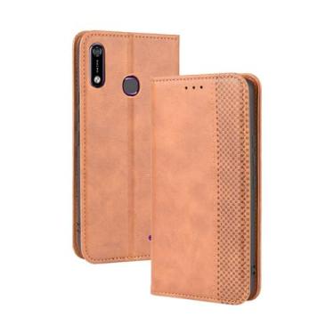Imagem de Capa flip de couro para Infinix Hot 7 X624B,Flip magnético retro,Caso de telefone de couro PU,Design de carteira com 3 slots de cartão e 1 clipe de dinheiro -Brown