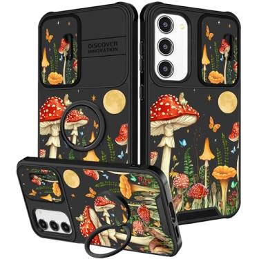 Imagem de Funermei Capa para Samsung Galaxy S23 Plus - Capa de telefone feminina bonita feminina estética cogumelo lua design exclusivo com capa de câmera e suporte de anel Funda para Samsung S23 Plus