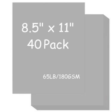 Imagem de Cartolina 8,5 x 5,3 kg, papel branco brilhante, capa de 180 g/m² para impressora, papel de cartão de cópia para impressão, convites, etiquetas de presente, Natal (cinza claro, 40 folhas)