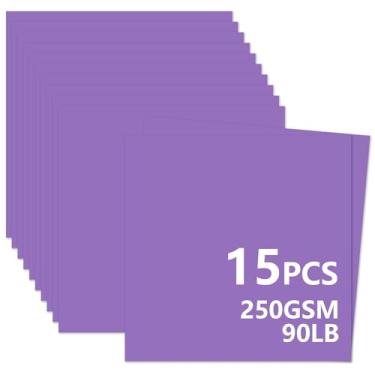 Imagem de 15 folhas de papelão roxo 30,5 x 30,5 cm, 250 gsm/40,8 kg, cartolina grossa e lisa, perfeita para fazer cartões, álbuns de recortes e artesanato (roxo)