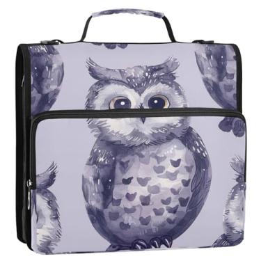 Imagem de Coikll Coruja roxa (2) fichário com zíper, pasta expansível, organizador de fichário com alça de ombro e alça para facilitar o transporte