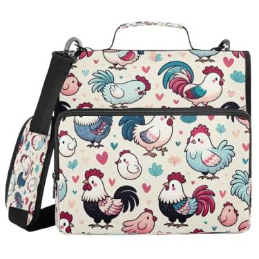 Imagem de Burbuja Linda bolsa de fichário com zíper de galo com 3 anéis com lixa expansível e alça de ombro para laptop de 13 polegadas, vários bolsos para trabalho de escritório