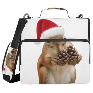 Imagem de Burbuja Linda bolsa de fichário com zíper de esquilo com 3 anéis com lixa expansível e alça de ombro para laptop de 13 polegadas, vários bolsos para trabalho de escritório