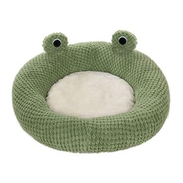 Imagem de Depisuta Camas de Gato para Gatos Internos, Lindas Camas de Sapo Verde para Animais de Estimação Com Fundo Antiderrapante, Cama de Pelúcia Confortável e Lavável para Cachorros e Gatinhos (M)