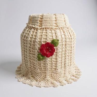 Imagem de Capa Para Botijão De Gás 55x55cm Bordada Crochê Artesanal (Vermelho)