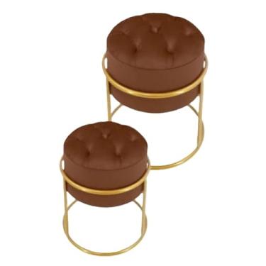 Imagem de Pufes Para Sala Decoração Moderna Estilo Industrial puff redondo stilo Urbano para Ambientes Aconchegantes(Camurça,Rose)