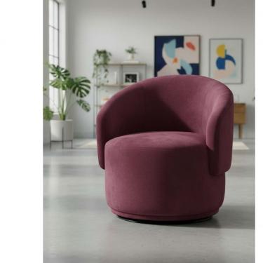 Imagem de Poltrona Decorativa Giratória Sala De Estar Recepção Jasmine Suede Bordô
