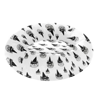 Imagem de SEHANY Cama de cachorro com estampa de gatos fofos, removível e lavável, pequena, redonda para gatos, cama fofa super macia para animais de estimação com fundo antiderrapante para cães pequenos e