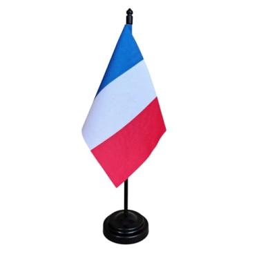 Imagem de Bandeira de Mesa da França, 26cm Altura Total, 18x11cm Tecido Oxford, Face Única, Base Plástica, Decorativa, Multicolorida, para Escritório, Eventos e Cerimônias