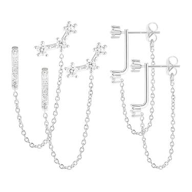 Imagem de Conjunto de brincos pequenos modernos para mulheres, 3 pares banhados a ouro, hipoalergênicos, delicados, brincos fofos, acessórios de moda feminina, pedra do mês de nascimento, joias ocidentais