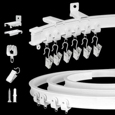 Imagem de KOLAKO Cortina Flexível Dobrável para Montagem na Parede ou Teto, 35 Metros, Trilho Resistente, Cortina Divisória de Quarto, Curva, Deslizante, Sistema de Trilha para Box RV
