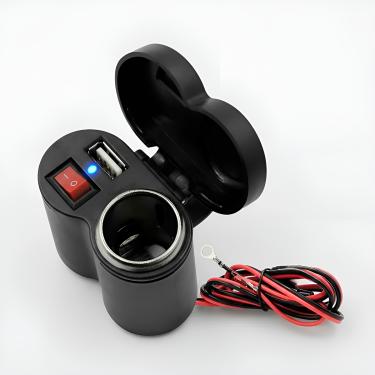 Imagem de Tomada USB para Moto 12v Carregador Acendedor Cigarro - Carregamento Seguro e Prático para Seus Dispositivos