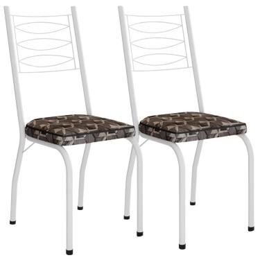 Imagem de Kit 2 Cadeiras Tubular Europa 262 Branco Assento Mosaico Palha Artef Mosaico Palha