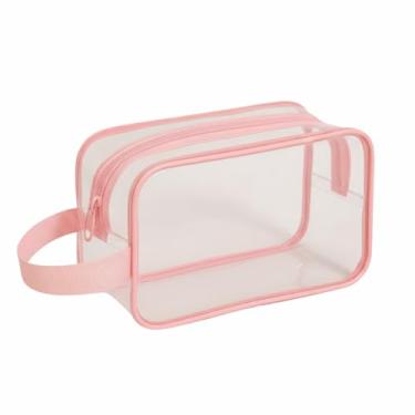 Imagem de Necessaire Transparente Organizador Em Plástico Para Maquiagem (ROSA, 1 UNIDADE)