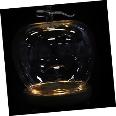 Imagem de Luxshiny Base brilhante de cúpula de vidro criativa em forma de maçã para o dia dos namorados para exibir flores, estatuetas e lembranças, cloche à prova de poeira com base