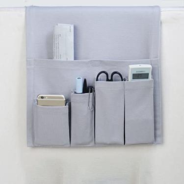 Imagem de Organizador de apoio de braço de sofá, suporte de controle remoto para poltrona reclinável, poltrona, poltrona, poltrona, poltrona, poltrona, com 5 bolsos para revistas, tablets, telefones e TV, cinza