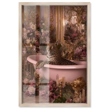 Imagem de Royal Beast I Shadowbox Print Bathroom Wall Art por Art Remedy, moldura loira, 43 x 63 cm