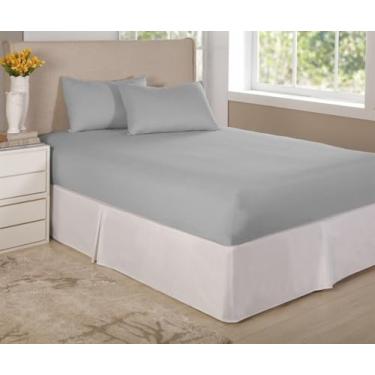 Imagem de Confecções Elba, Jogo Lençol Cama Casal Padrão 3 Peçs Algodão Percal 150 Fios Cor:Cinza