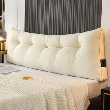 Imagem de CYTJHMD Almofada triangular para cabeceira de cama, descanso de cama, descanso de cama, almofada de leitura para dormitório, apoio de posicionamento de encosto para cama, bege claro, 60 x 50 x 15 cm