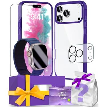 Imagem de AOKOOR Kit inteligente compatível com iPhone e pulseira Apple Watch (capa azul transparente + pulseira azul meia-noite, para iPhone 17 Air, compatível com MagSafe)